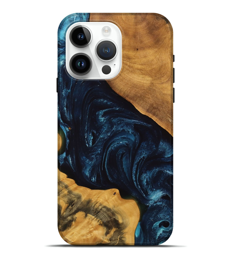 iPhone 15 Pro Max Wood Live Edge Phone Case - Shaw (Blue, 738782)