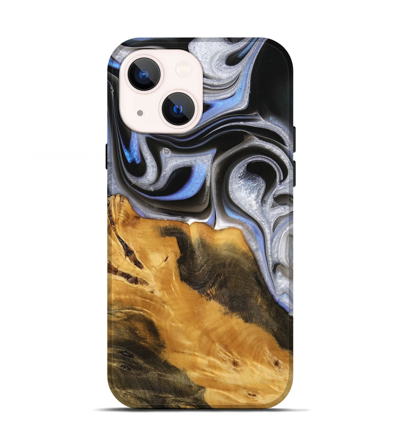iPhone 13 Wood Live Edge Phone Case - Lasonya (Black & White, 738807)