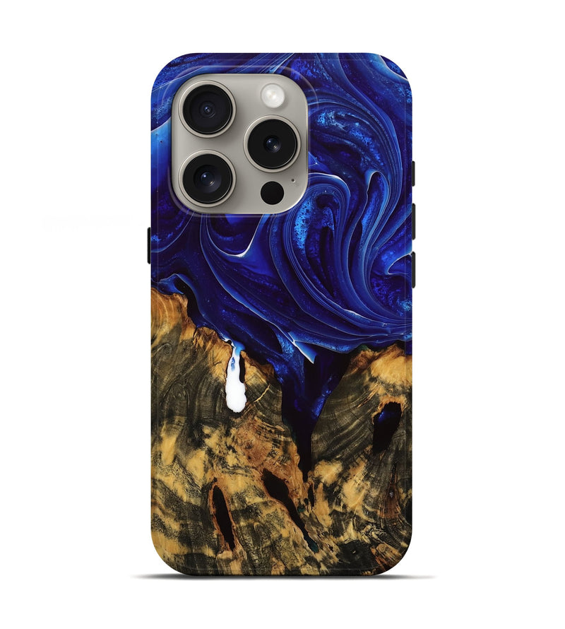 iPhone 16 Pro Wood Live Edge Phone Case - Sisile (Blue, 738808)