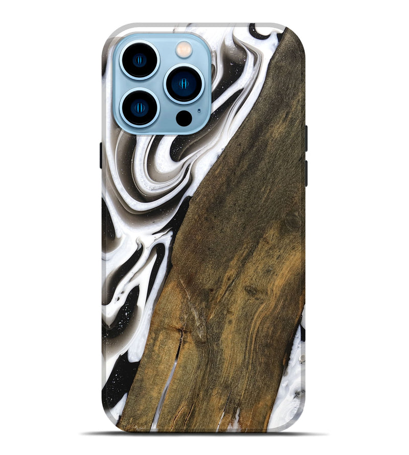 iPhone 14 Pro Max Wood Live Edge Phone Case - Annalee (Black & White, 738817)