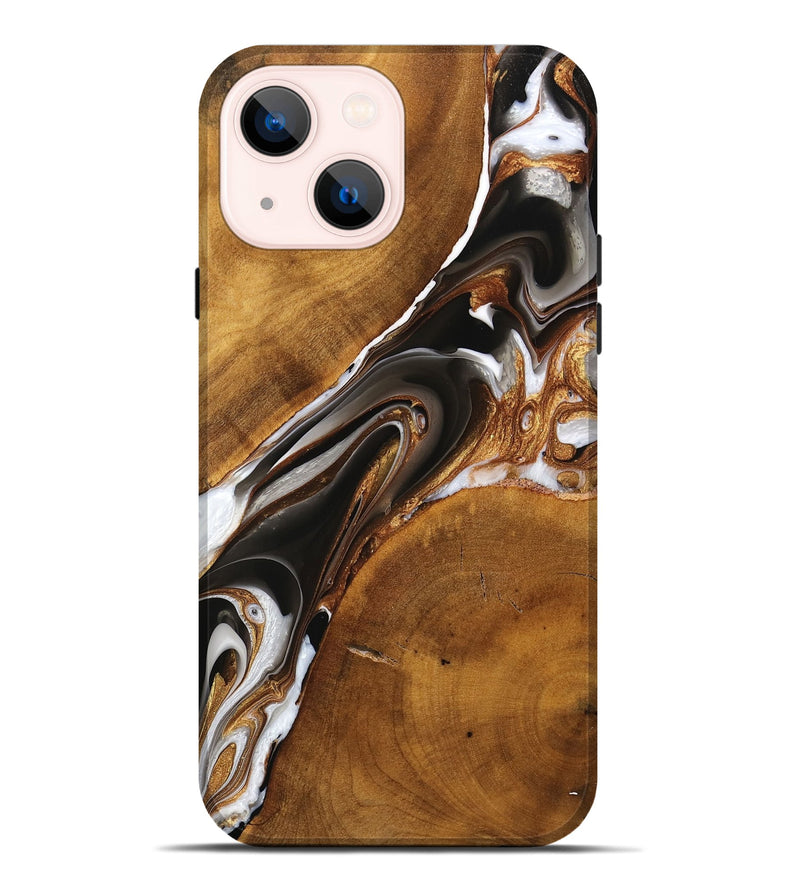iPhone 14 Plus Wood Live Edge Phone Case - Clarey (Black & White, 738821)