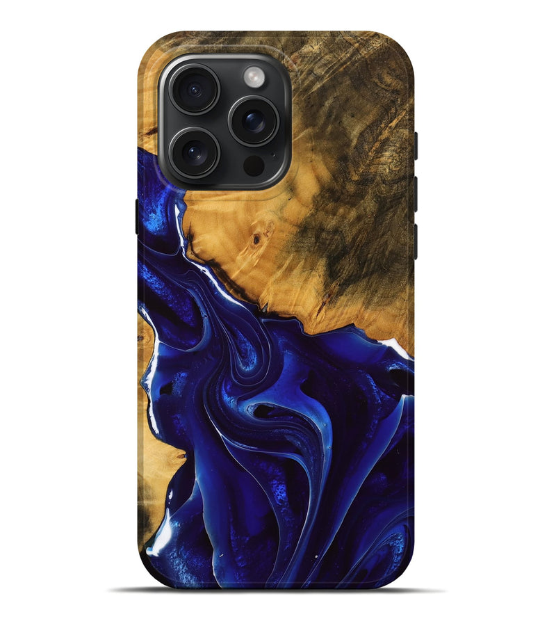 iPhone 16 Pro Max Wood Live Edge Phone Case - Prissie (Blue, 738822)