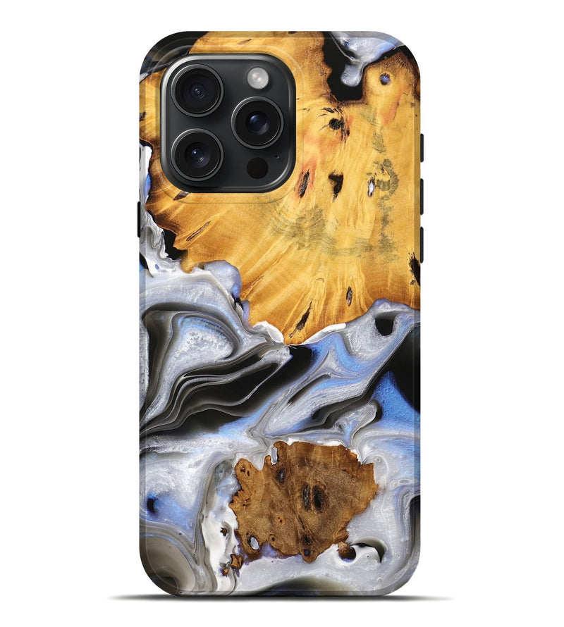 iPhone 16 Pro Max Wood Live Edge Phone Case - Malissa (Black & White, 738830)