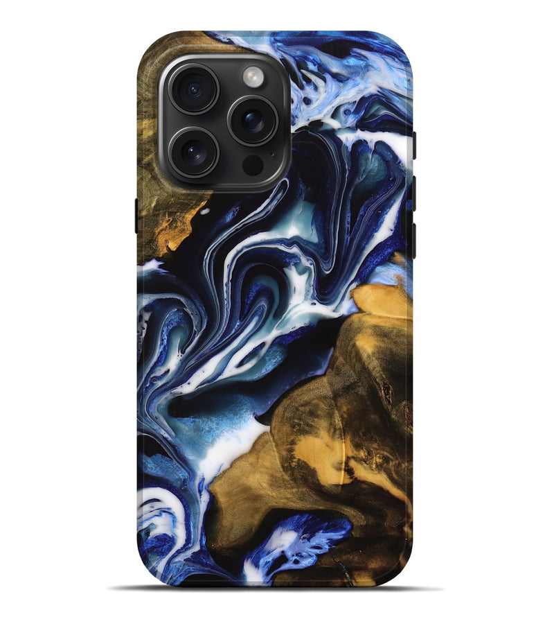 iPhone 16 Pro Max Wood Live Edge Phone Case - Tresich (Blue, 739076)