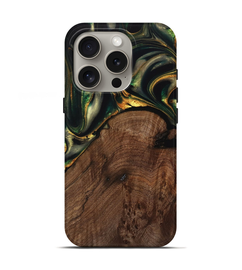 iPhone 16 Pro Wood Live Edge Phone Case - Rachael (Green, 739090)