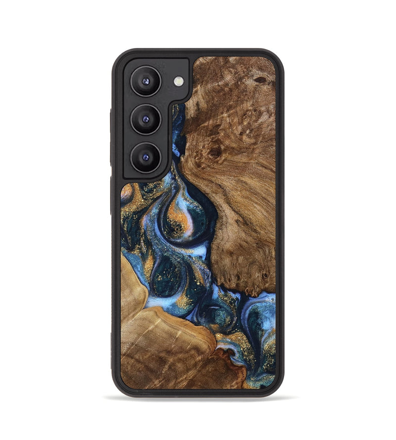 Galaxy S23 Wood Phone Case - Britte (Teal & Gold, 739218)