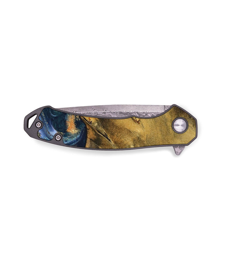 EDC Wood Pocket Knife - Madelin (Teal & Gold, 739242)