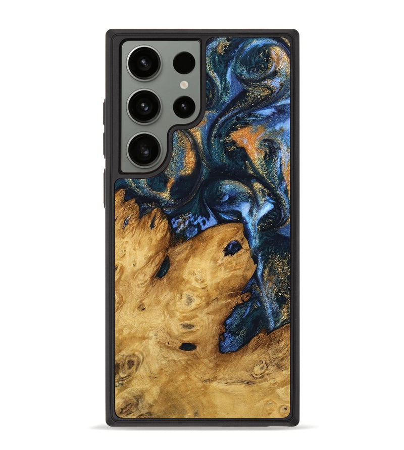 Galaxy S23 Ultra Wood Phone Case - Turkey (Teal & Gold, 739257)