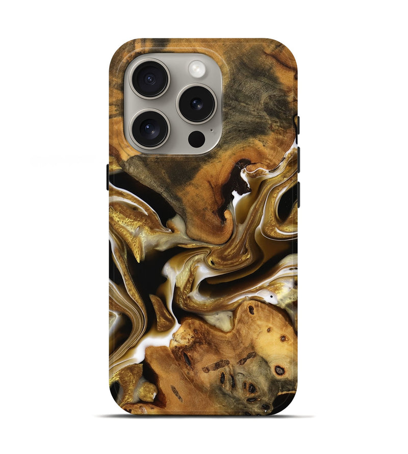 iPhone 16 Pro Wood Live Edge Phone Case - Marlyne (Black & White, 739470)