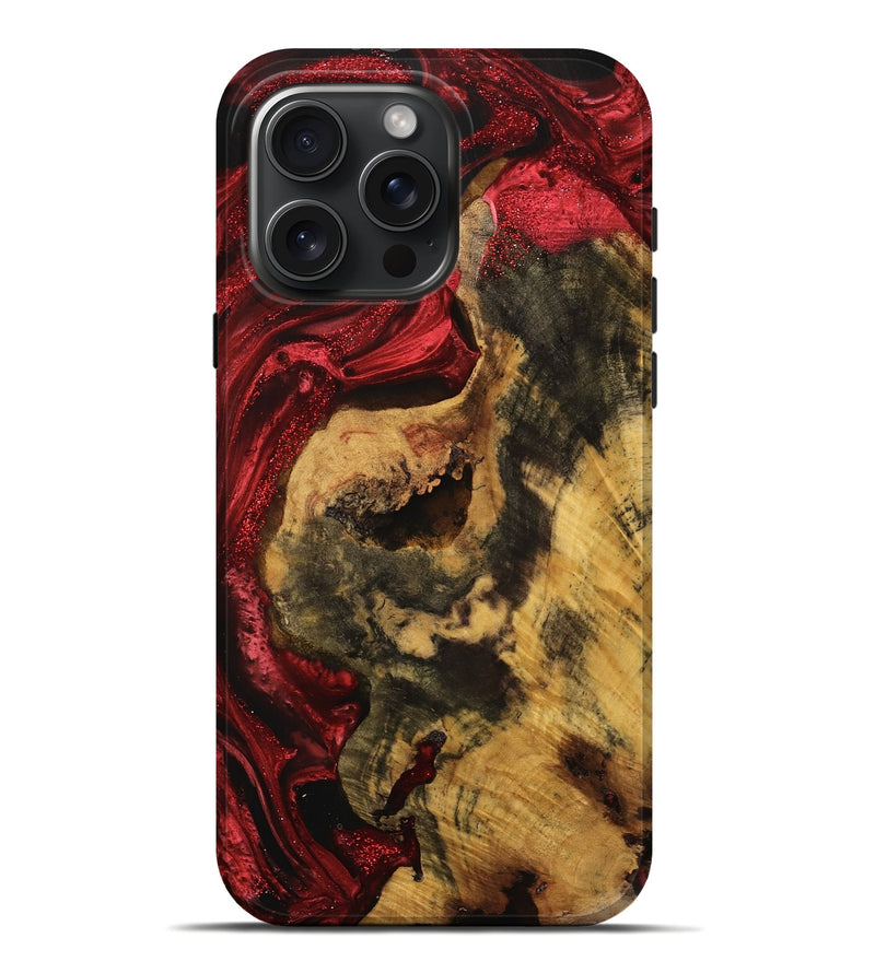 iPhone 16 Pro Max Wood Live Edge Phone Case - Gunfer (Red, 739478)