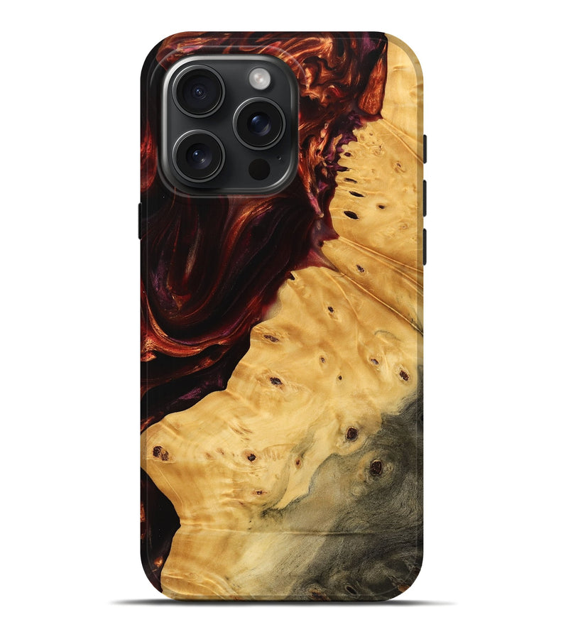 iPhone 16 Pro Max Wood Live Edge Phone Case - Allyce (Red, 739485)