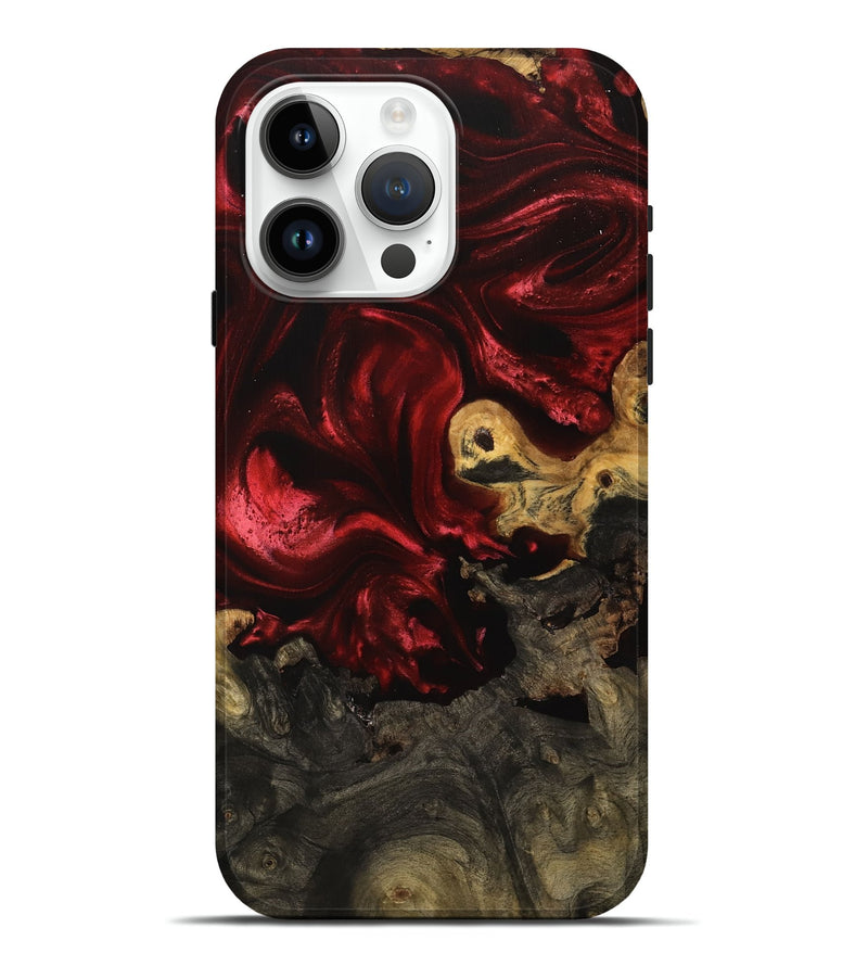 iPhone 15 Pro Max Wood Live Edge Phone Case - Kamilah (Red, 739486)