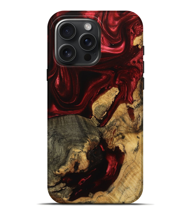 iPhone 16 Pro Max Wood Live Edge Phone Case - Joetta (Red, 739488)