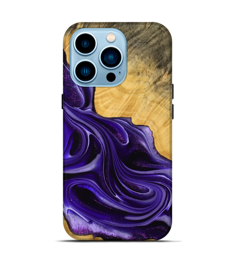 iPhone 14 Pro Wood Live Edge Phone Case - Zorah (Purple, 739497)