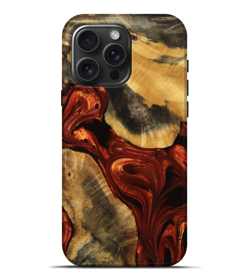 iPhone 16 Pro Max Wood Live Edge Phone Case - Jahiem (Red, 739501)