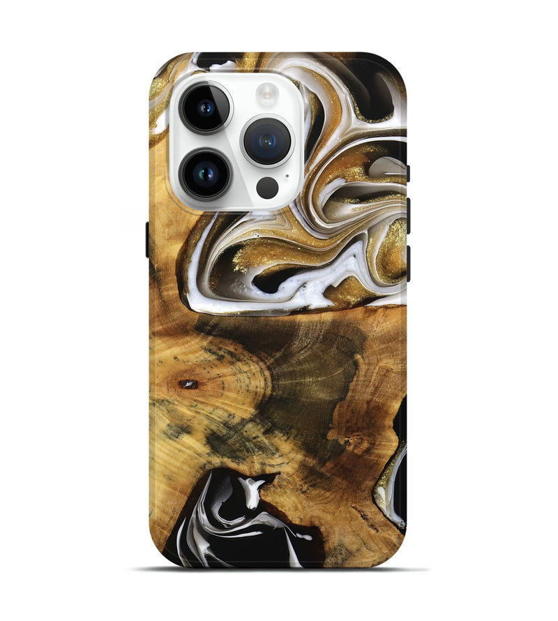iPhone 15 Pro Wood Live Edge Phone Case - Harley (Black & White, 739508)