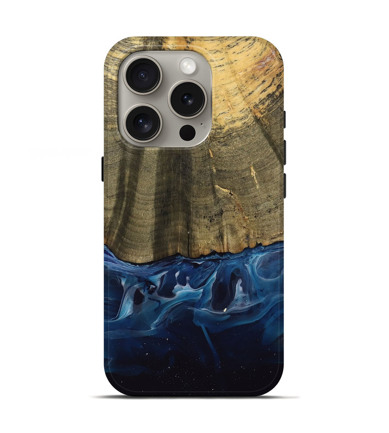iPhone 16 Pro Wood Live Edge Phone Case - Damari (Blue, 739516)