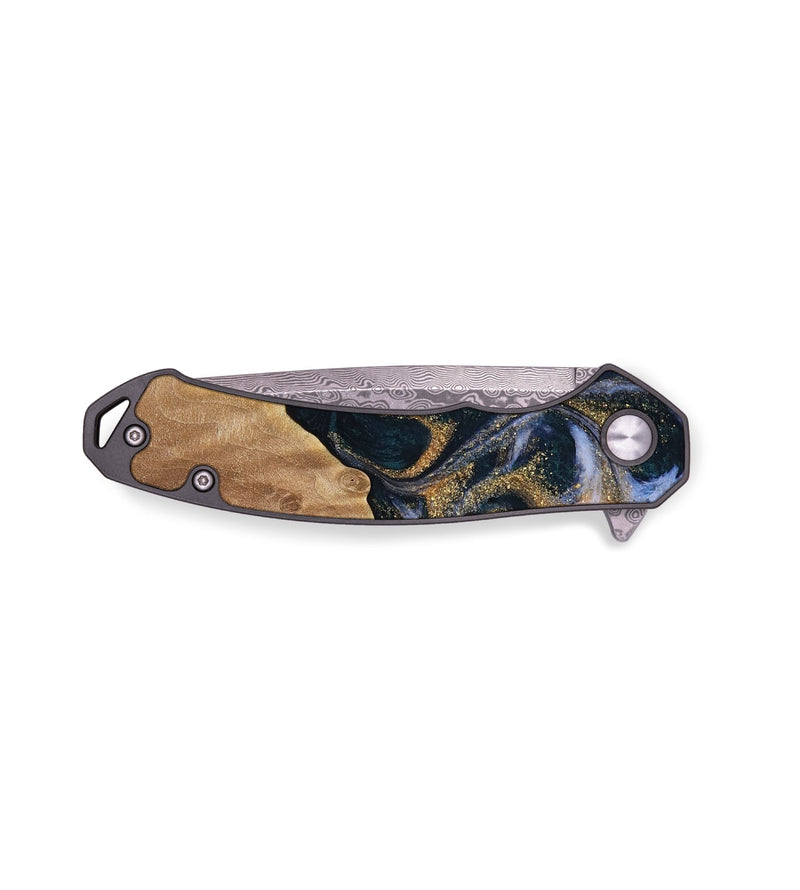 EDC Wood Pocket Knife - Benjman (Teal & Gold, 739552)