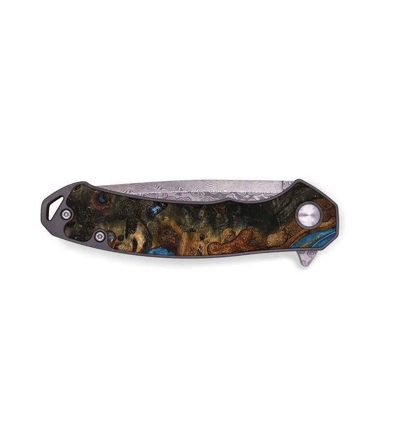 EDC Wood Pocket Knife - Ethie (Teal & Gold, 740007)