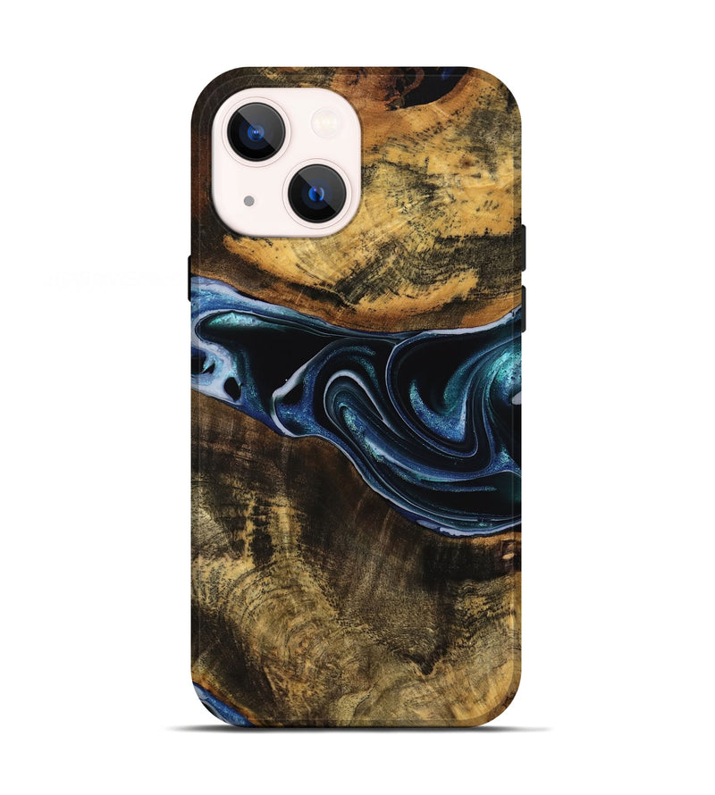 iPhone 13 Wood Live Edge Phone Case - Joannes (Blue, 740108)