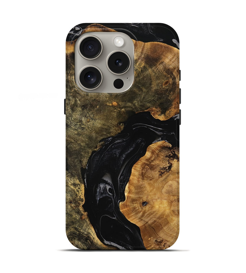 iPhone 16 Pro Wood Live Edge Phone Case - Jerrell (Black & White, 740109)