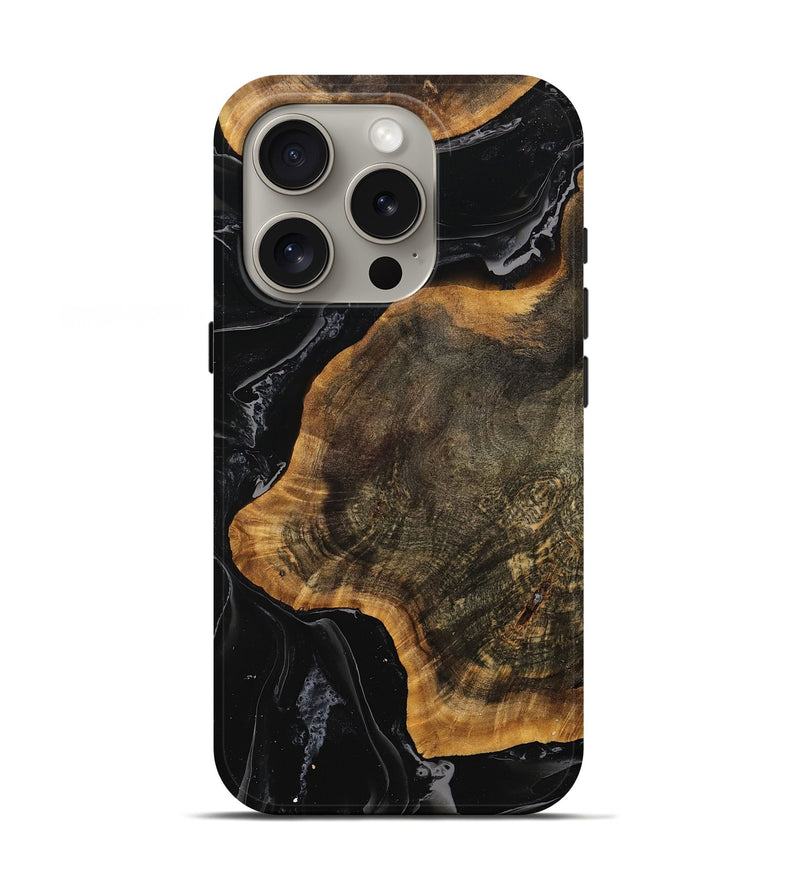 iPhone 16 Pro Wood Live Edge Phone Case - McGee (Black & White, 740112)