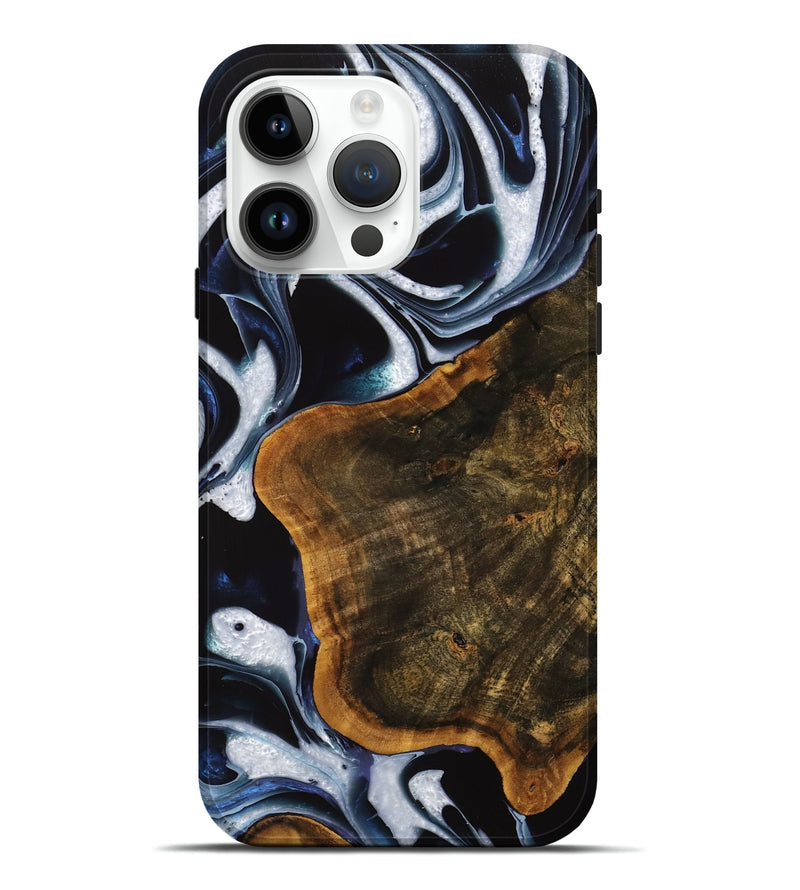 iPhone 15 Pro Max Wood Live Edge Phone Case - Lillia (Blue, 740117)