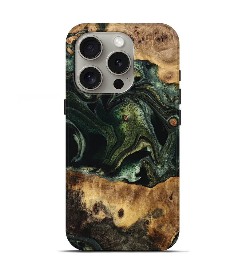 iPhone 16 Pro Wood Live Edge Phone Case - Jobyna (Green, 740120)