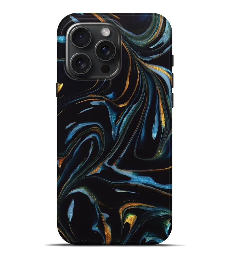 iPhone 16 Pro Max ResinArt Live Edge Phone Case - Samatha (Teal & Gold, 740153)