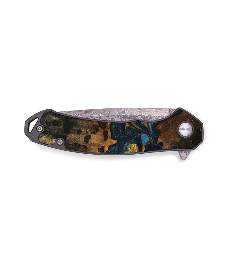 EDC Wood Pocket Knife - Sherrie (Teal & Gold, 740230)