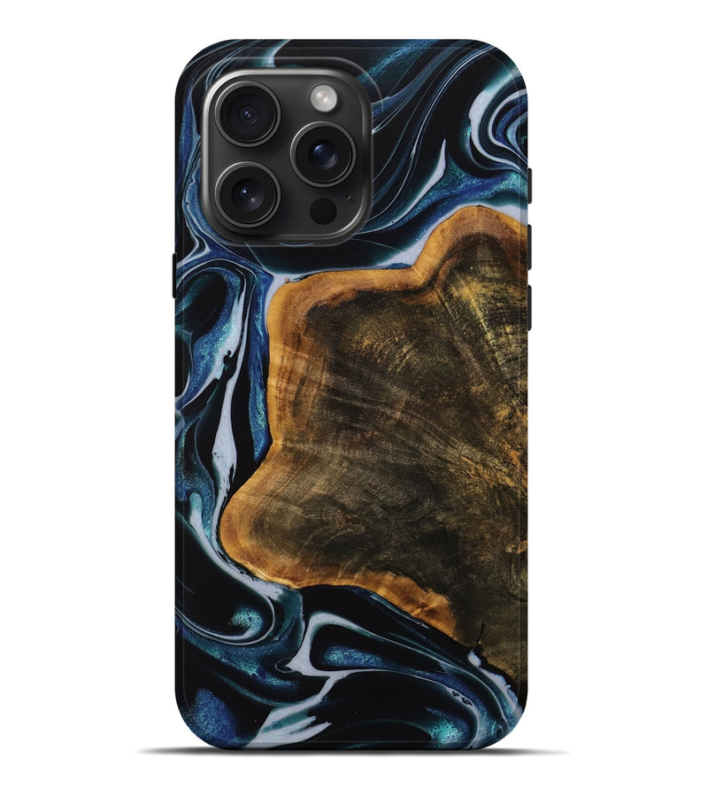 iPhone 16 Pro Max Wood Live Edge Phone Case - Behnam (Blue, 740580)