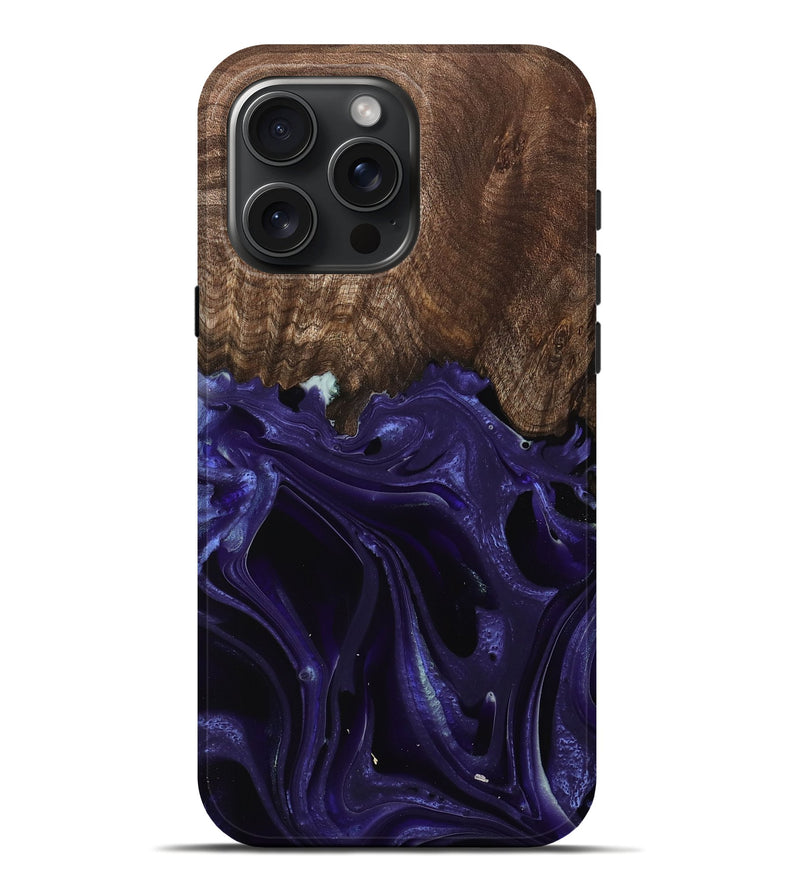 iPhone 16 Pro Max Wood Live Edge Phone Case - Libby (Purple, 740592)