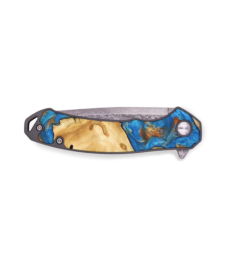 EDC Wood Pocket Knife - Dotty (Teal & Gold, 740794)