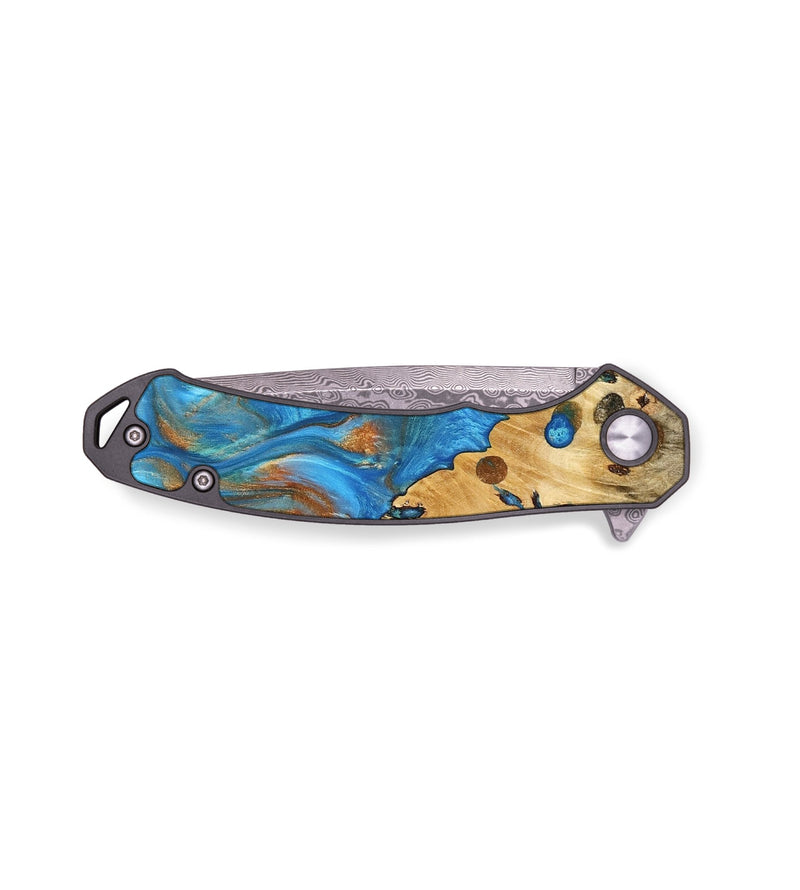 EDC Wood Pocket Knife - Niel (Teal & Gold, 740796)