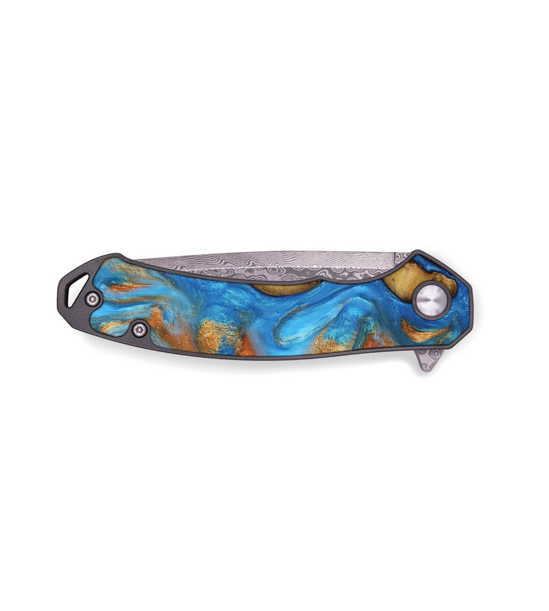EDC Wood Pocket Knife - Montana (Teal & Gold, 740810)