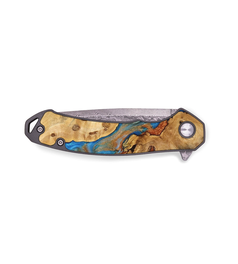 EDC Wood Pocket Knife - Earley (Teal & Gold, 740814)
