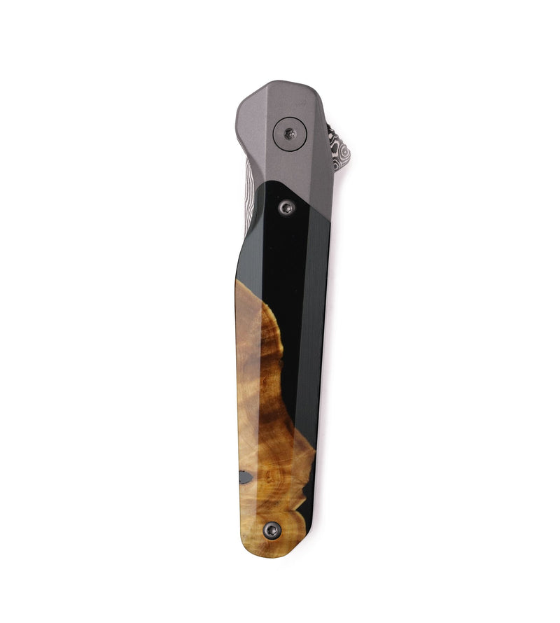 Live Edge Wood Pocket Knife - Harlow (Pure Black, 740859)