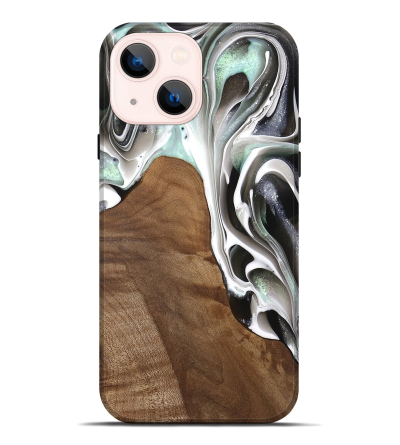 iPhone 14 Plus Wood Live Edge Phone Case - Gusella (Black & White, 740873)