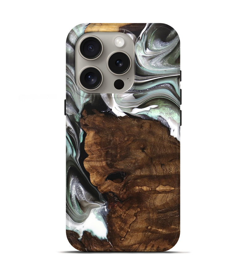 iPhone 16 Pro Wood Live Edge Phone Case - Tabbie (Black & White, 740876)