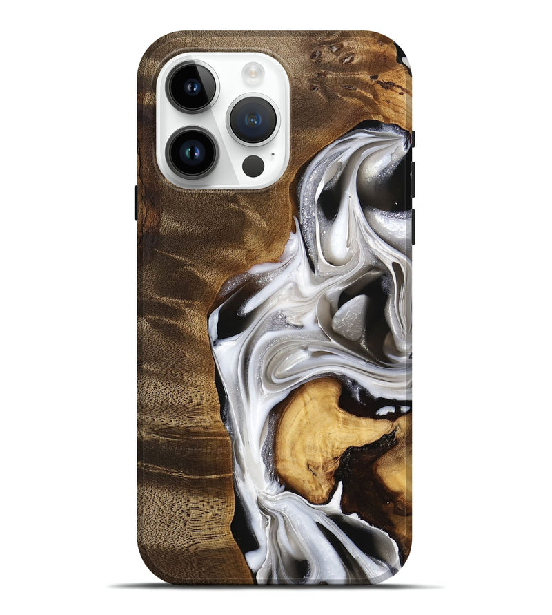 iPhone 15 Pro Max Wood Live Edge Phone Case - Eric (Black & White, 740878)