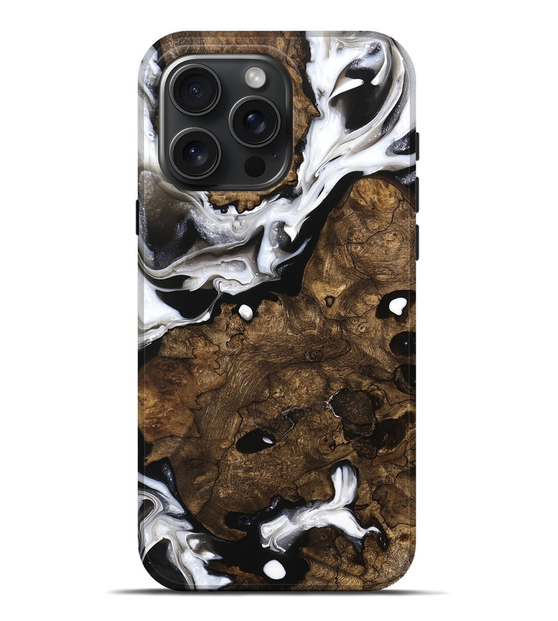 iPhone 16 Pro Max Wood Live Edge Phone Case - Dicie (Black & White, 740880)