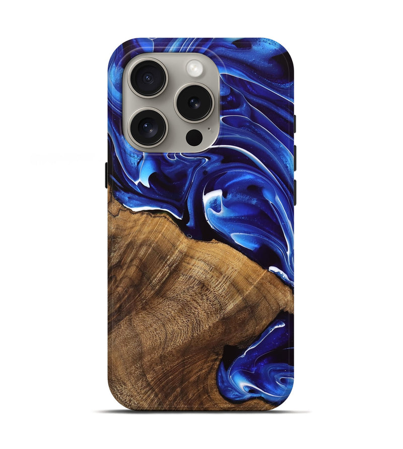 iPhone 16 Pro Wood Live Edge Phone Case - Sasha (Blue, 740882)