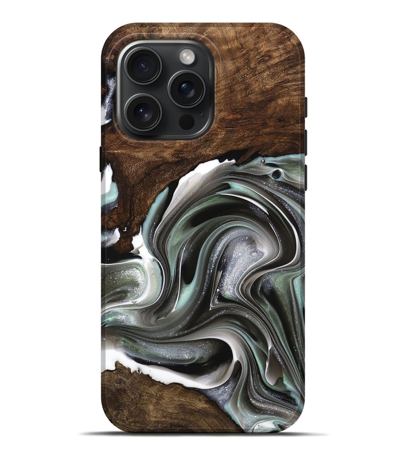 iPhone 16 Pro Max Wood Live Edge Phone Case - Malinde (Black & White, 740883)