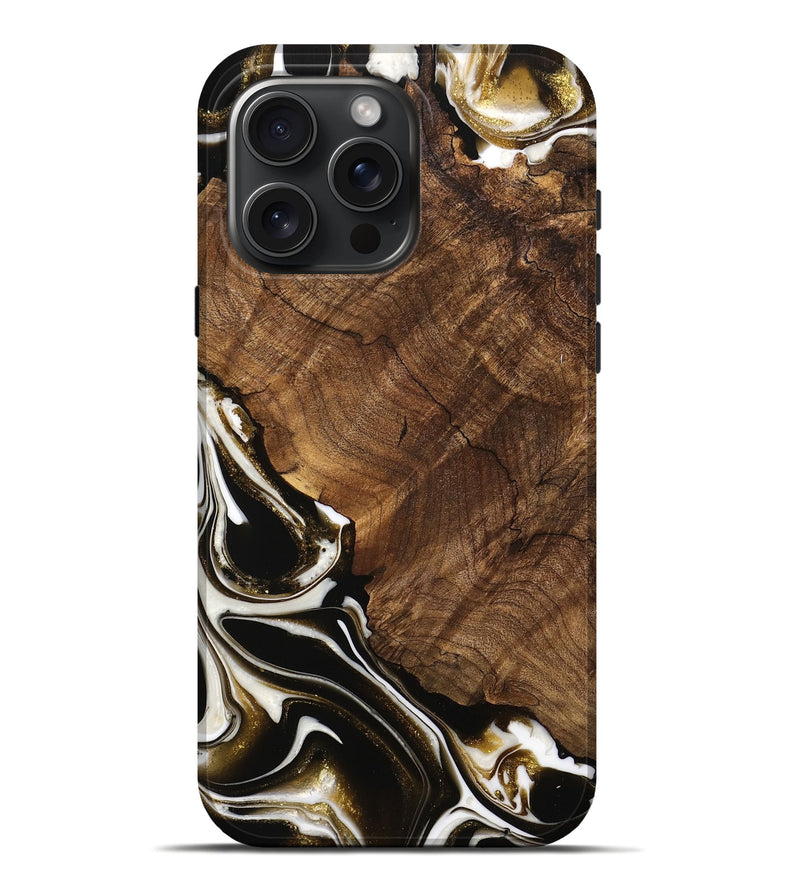 iPhone 16 Pro Max Wood Live Edge Phone Case - Daniela (Black & White, 740896)