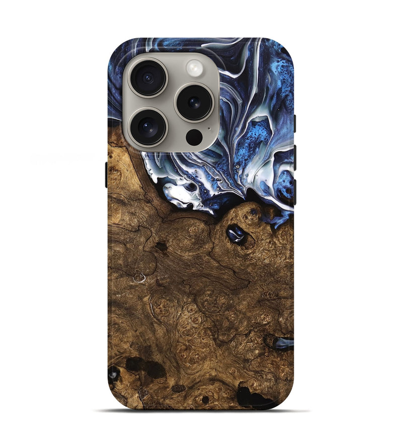 iPhone 16 Pro Wood Live Edge Phone Case - Khanh (Blue, 740898)