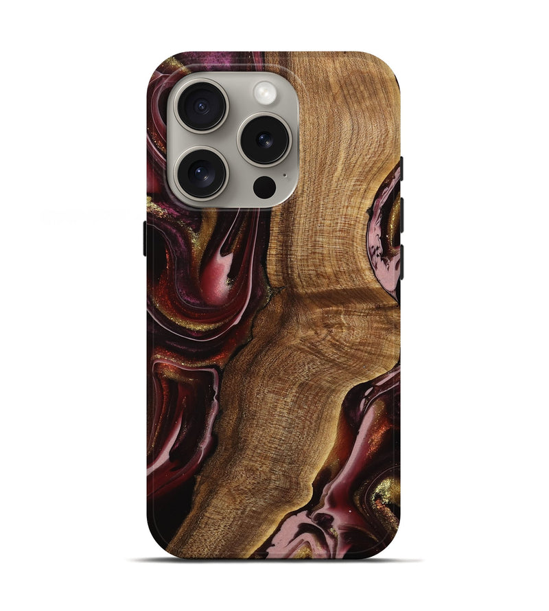 iPhone 16 Pro Wood Live Edge Phone Case - Daphna (Red, 740901)