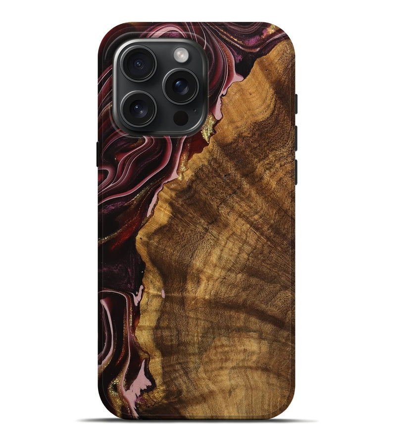 iPhone 16 Pro Max Wood Live Edge Phone Case - Omay (Red, 740902)