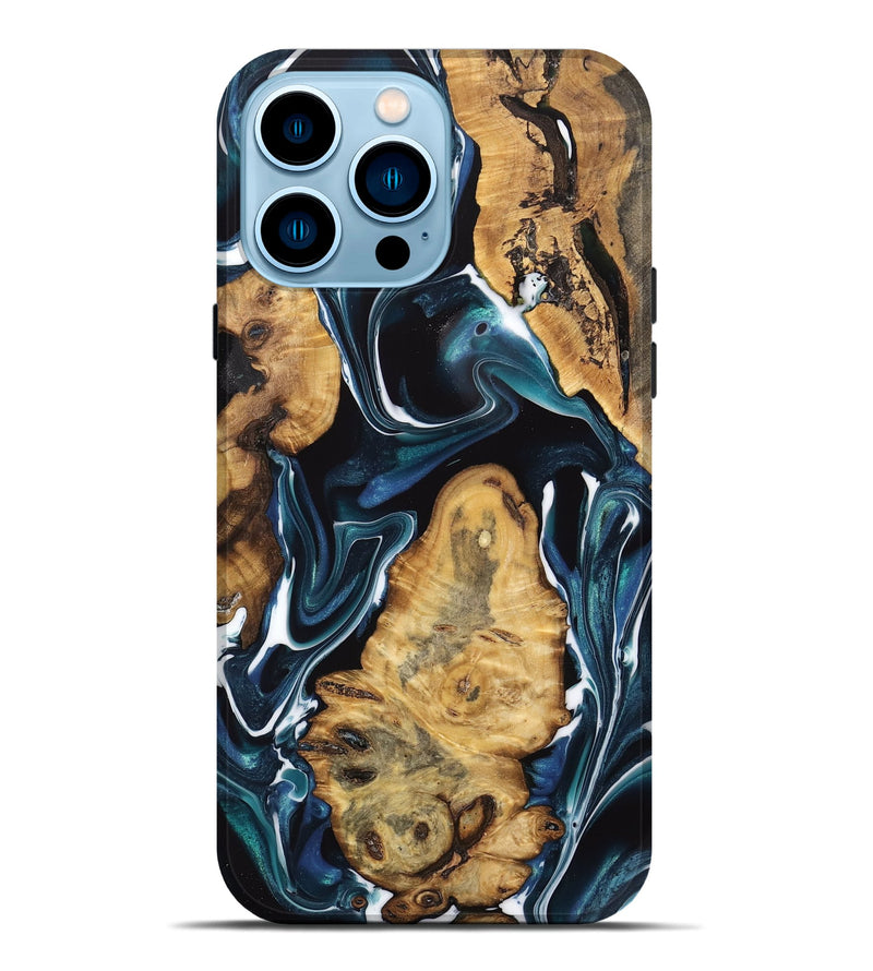iPhone 14 Pro Max Wood Live Edge Phone Case - Ludie (Blue, 741329)