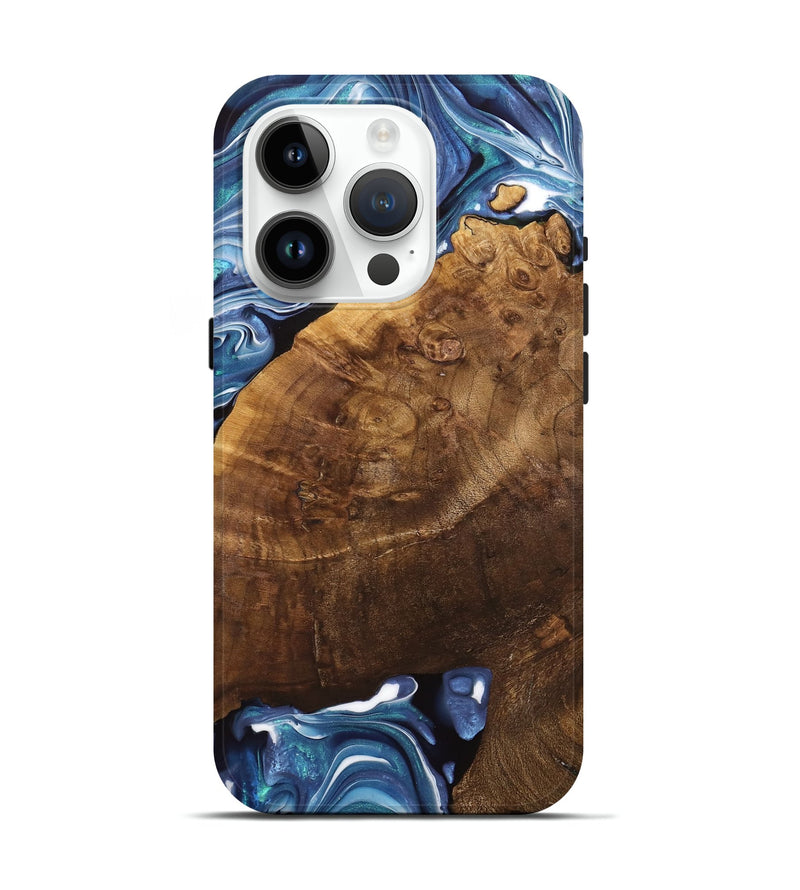 iPhone 15 Pro Wood Live Edge Phone Case - Binni (Blue, 741331)