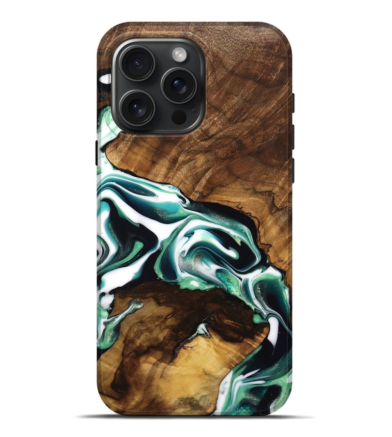 iPhone 16 Pro Max Wood Live Edge Phone Case - Gusella (Green, 741341)